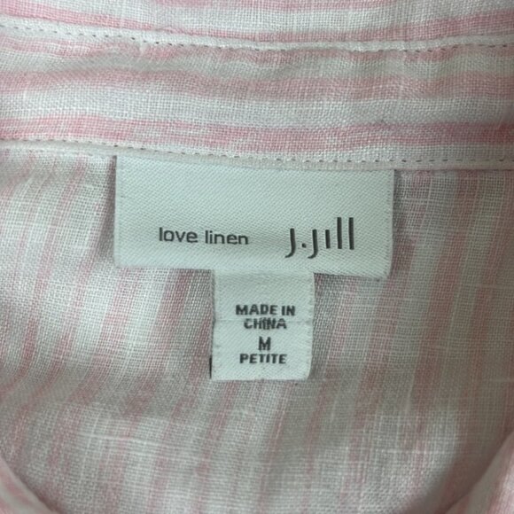 J. Jill  Pink Pinstripe Love Linen Button Up - Picture 4 of 9